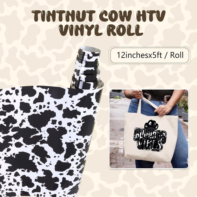 Tintnut Leopard Heat Transfer Vinyl- 12 x5ft Black and White Cow Patterned Iron on Vinyl for T-Shirts Clothing Bags Heat Transfer Vinyl for All Cutting Machine - Image 4